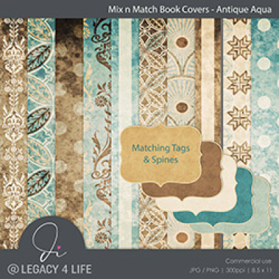 Book Covers - Antique Aqua