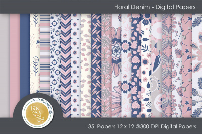 Floral Denim Paper Pack
