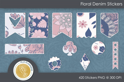 Floral Denim Stickers