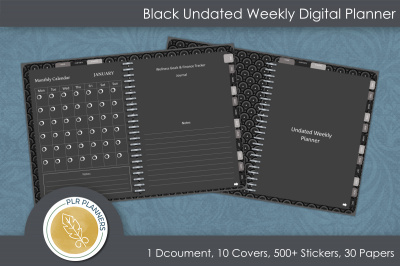 Black Undated Weekly Digital Planner