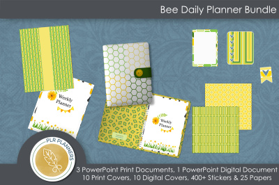 Undated Bee Themed Weekly Planner Bundle