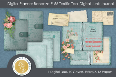 Digital Planner Bonanza # 56 Terrific Teal Digital Junk Journal
