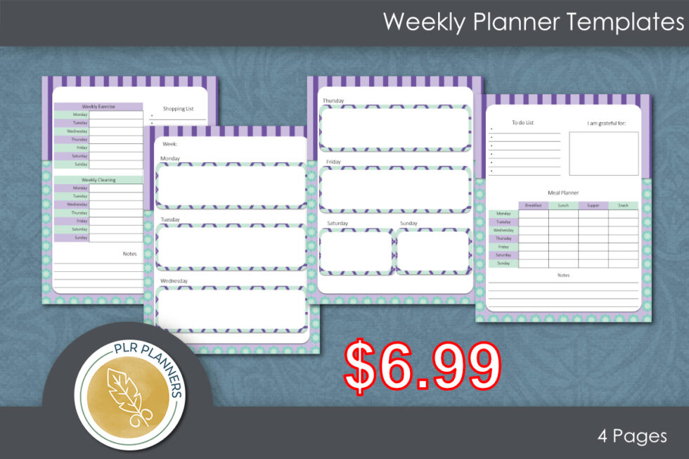 Weekly Planner Template PLR Planners Build a Low Content Book