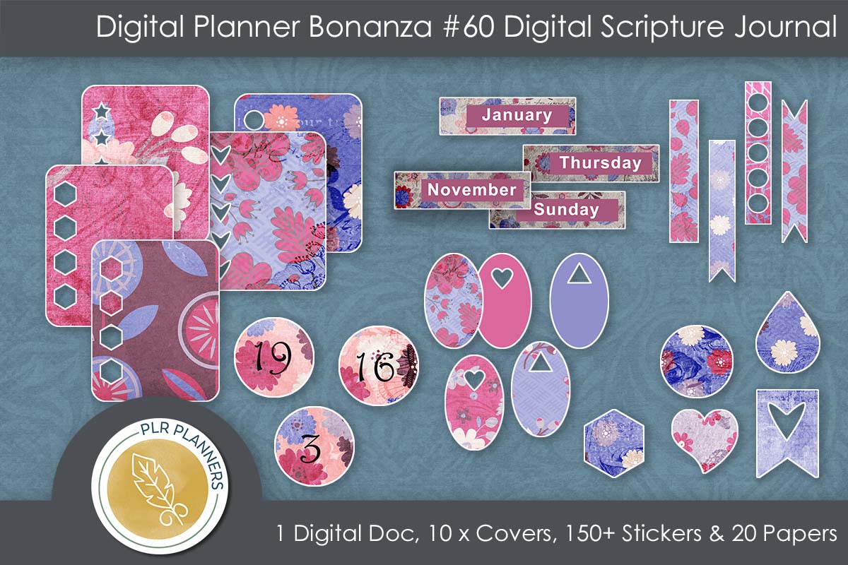 60 Digital Scripture Journal Stickers Preview
