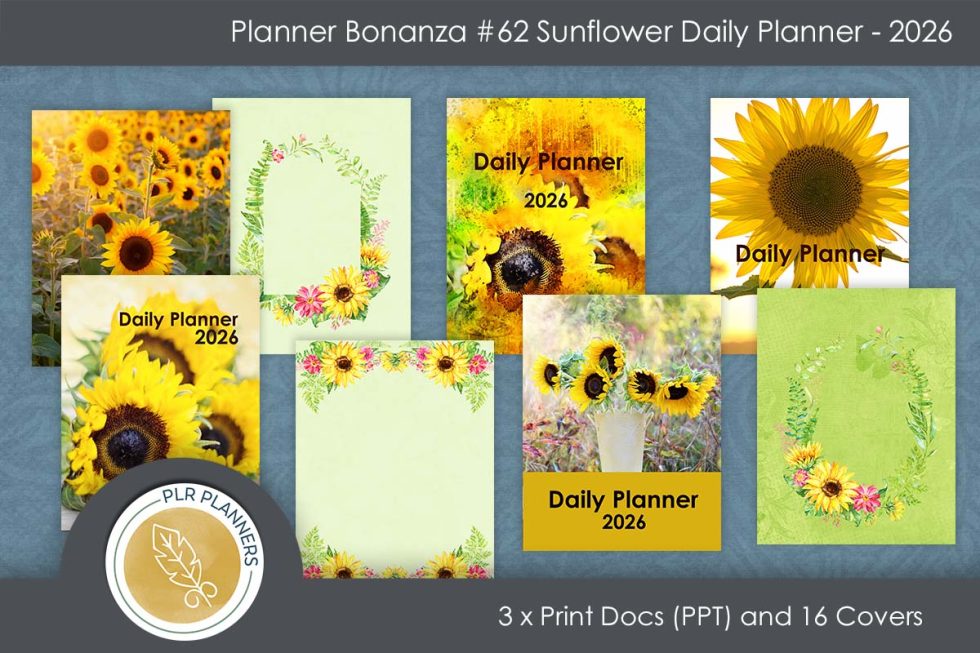 Planner Bonanza # 62 Sunflower Daily Planner 2026 | PLR Planners ...